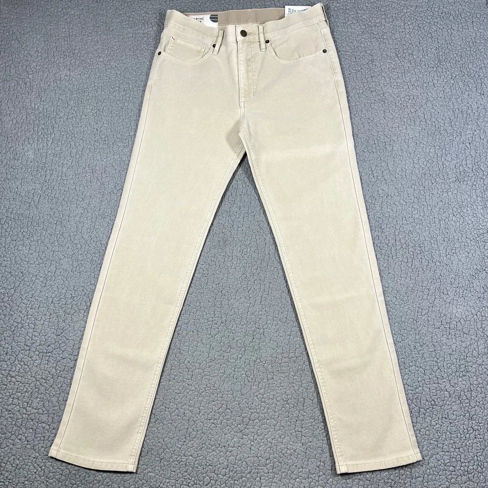Marine Layer Flex Terry Pant Slim Straight Khaki Tan 30x30 NWT MRSP $148